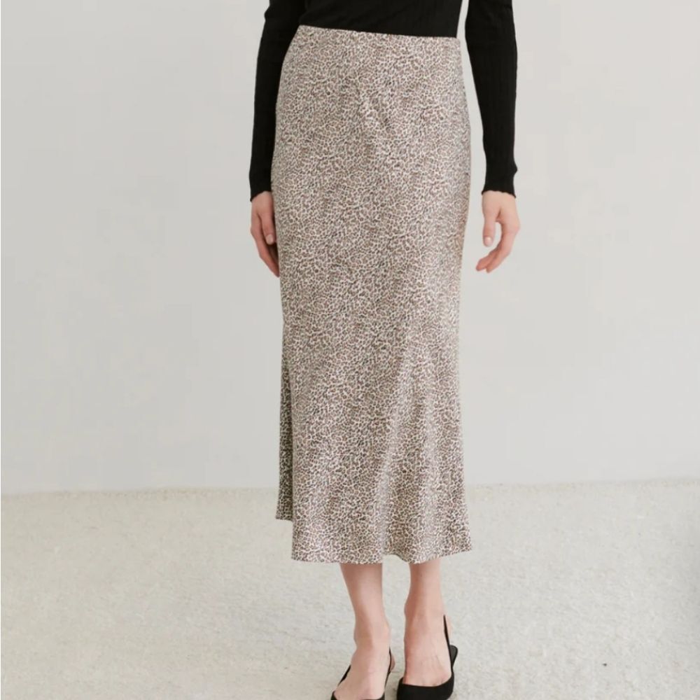 JENNI KAYNE leopard‎ animal print midi slip skirt XL